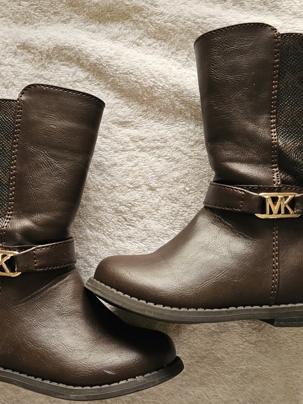 Authentic Michael Kors Cheyanne Girl's Brown Riding Boots Gold MK Toddler Size5
